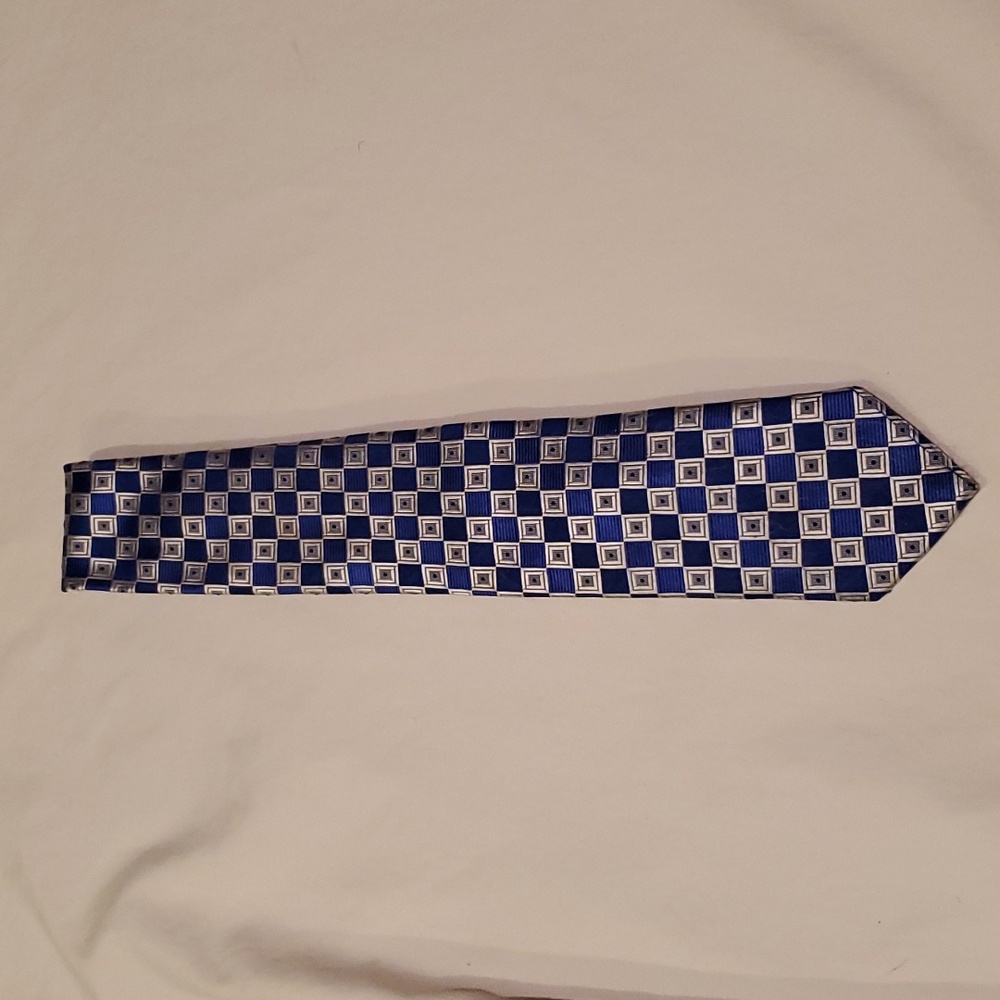 Donald Trump Signature Collection Men's Silk Tie Blue Geometric Pattern …